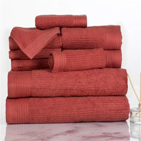 BEDFORD HOME Bedford Home 67A-31183 Ribbed Cotton 10 Piece Towel Set - Brick 67A-31183